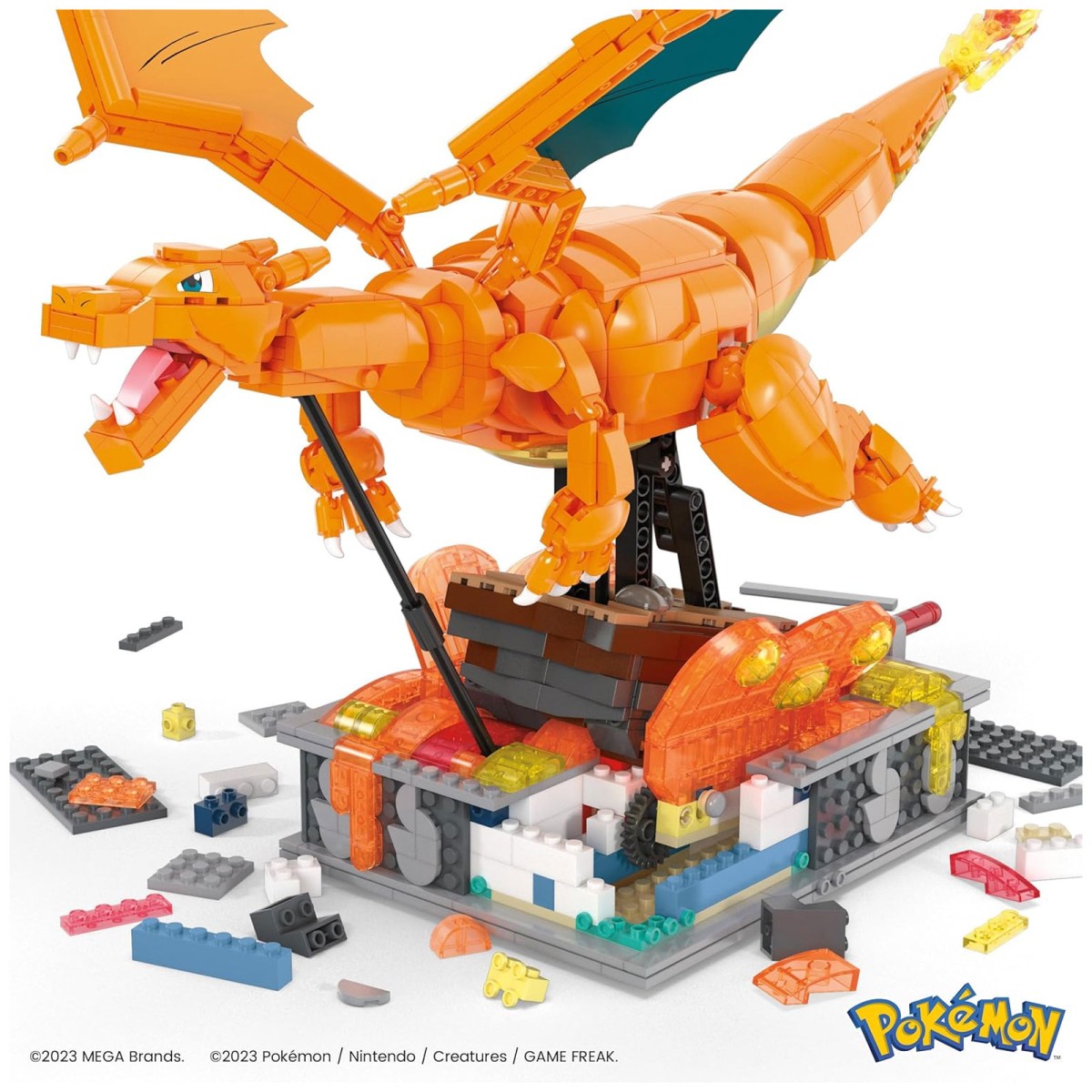 Mattel HMW05 - Mega - Pokémon - bewegliche Glurak Figur, 1664 Teile