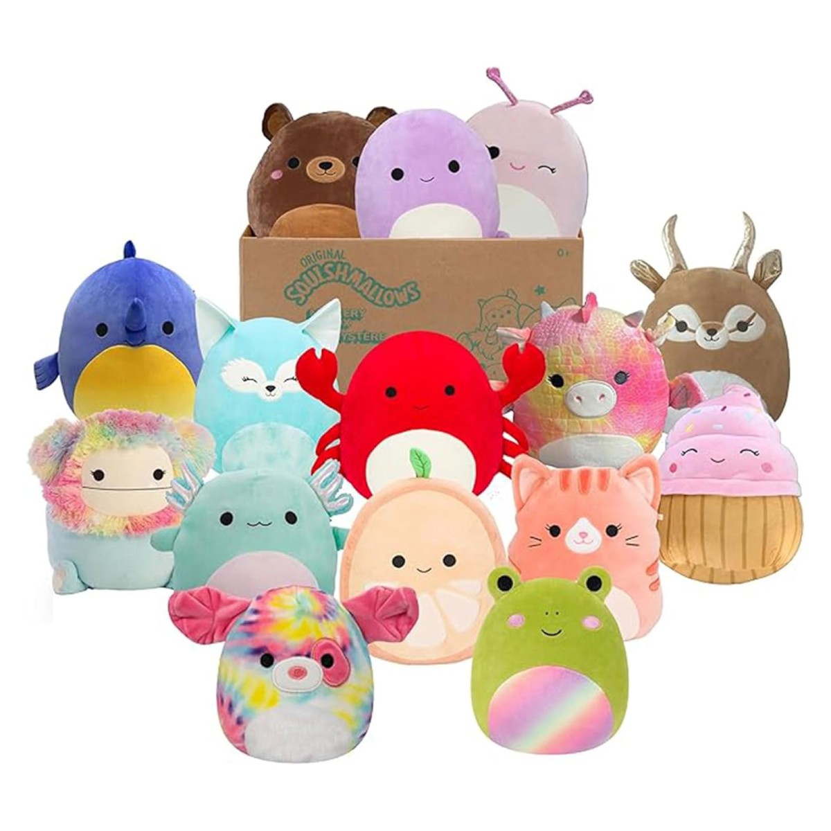 Jazwares SQCR04665 sort. 2.Wahl - Squishmallows - Mystery Box mit 3 Überraschungs-Plüschfiguren, je 20 cm