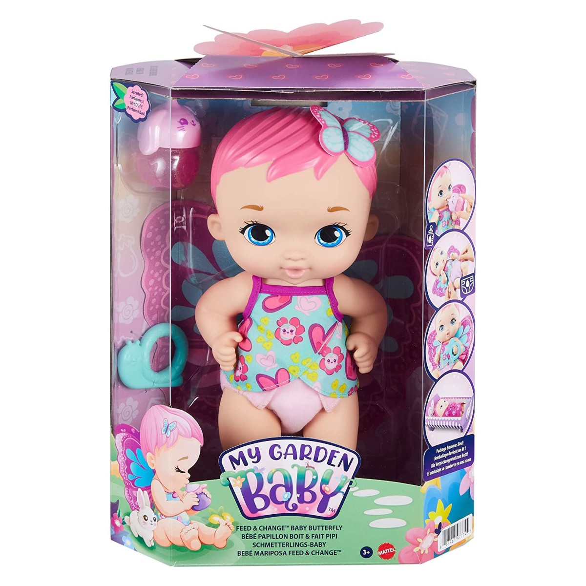 Mattel GYP10 2.Wahl - My Garden Baby - Puppe mit Jasminduft, Schmetterling, Fütterspaß,  ca. 30 cm