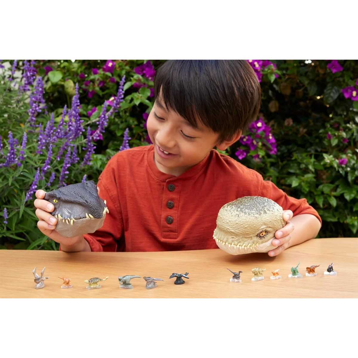 Mattel JLD24 - Jurassic World - Die Wiedergeburt Distortus Rex Abenteuer-Spielset Dinosaurierkopf mit 6 Figuren