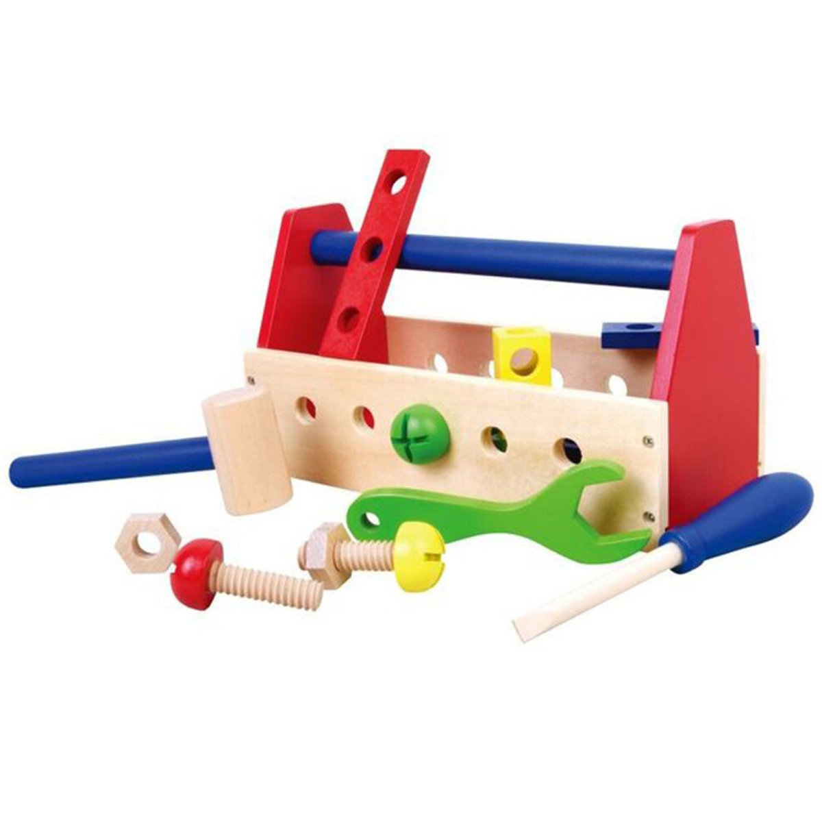 Die Spiel AG 1256826 - Holz-Werkzeugkoffer, 18 Teile - Perfektes Spielzeug für kleine Handwerker!