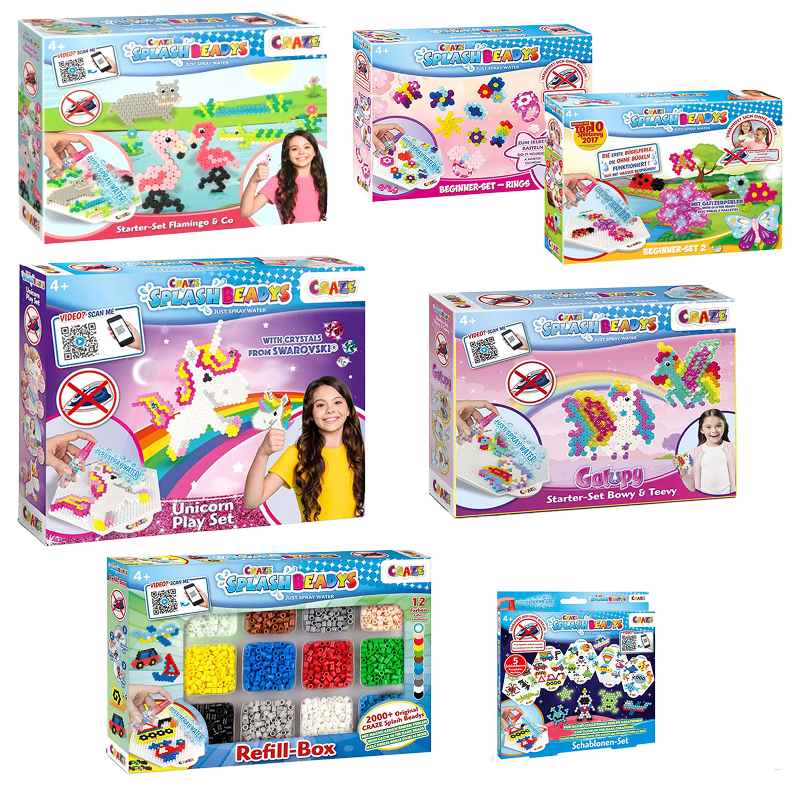 SPAR-SET 416611 - Craze - Splash Beadys - Wasser-Steckperlen Refill-Set mit zahlreichem Zubehör