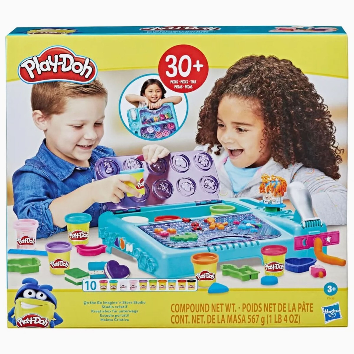 Hasbro F3638 - Play-Doh - Kreativbox mit Knetwerkzeugen und 10 Dosen Knete á 56g