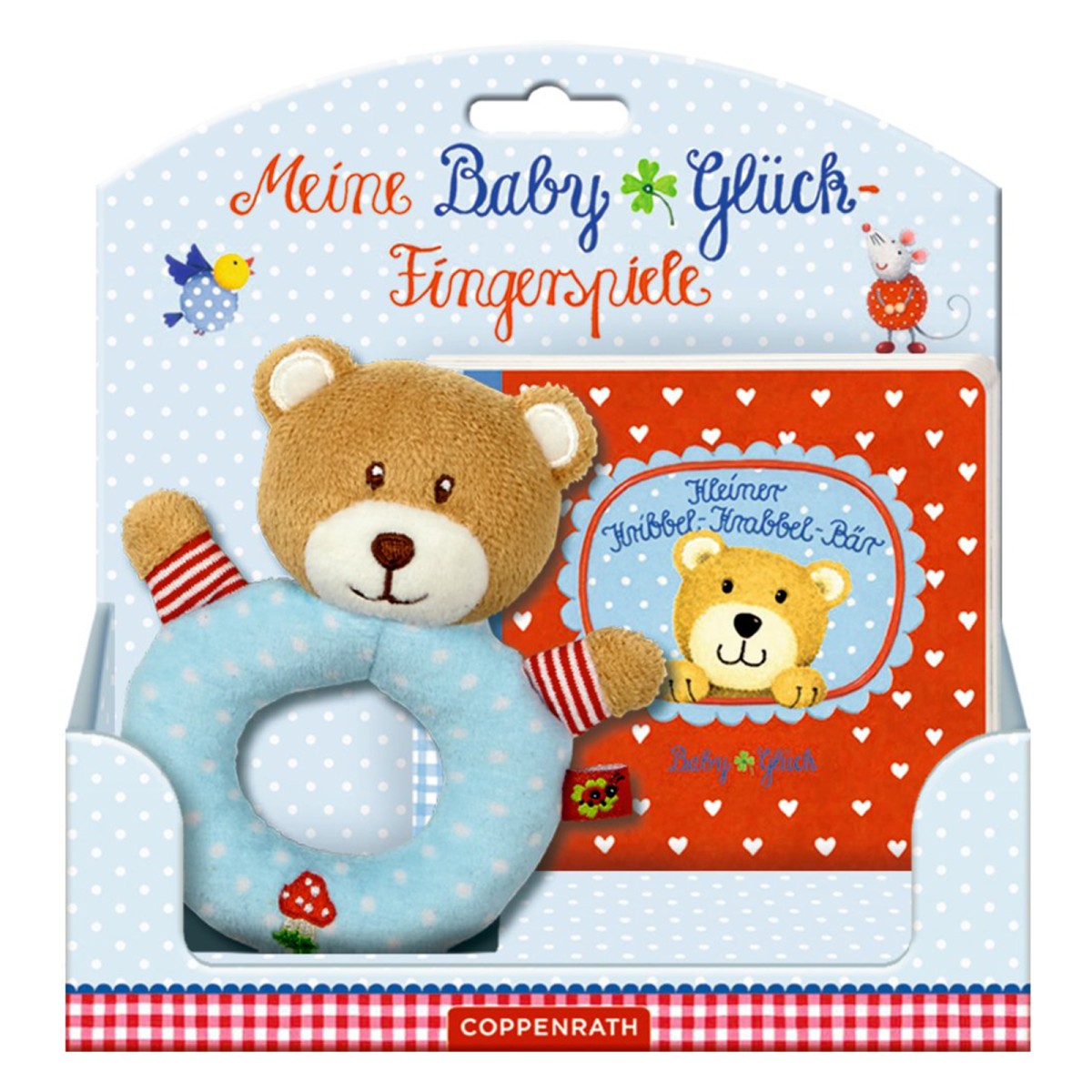 Coppenrath 62555 - Die Spiegelburg - Baby Glück - Meine Fingerspiele, Geschenkset mit Buch und Beißring