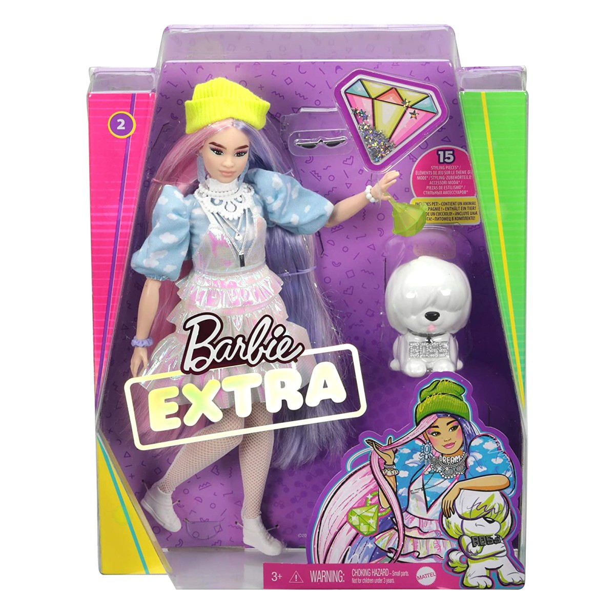 Mattel GVR05 - Barbie - Extra - Puppe mit Styling-Zubehör und Tier
